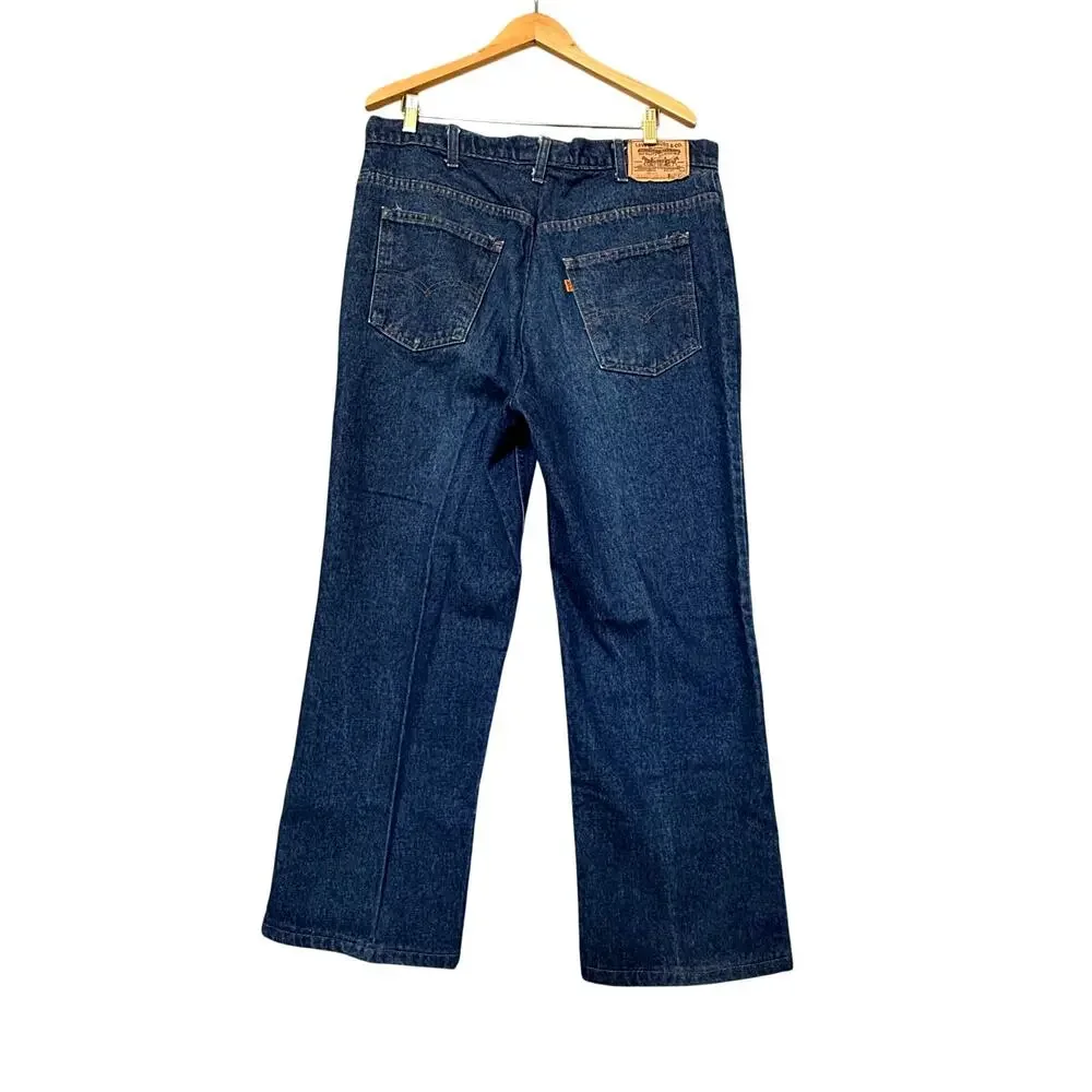 VTG Levis 517 Jeans Mens 37x28 Dark Wash Blue Denim Orange Tag 80s